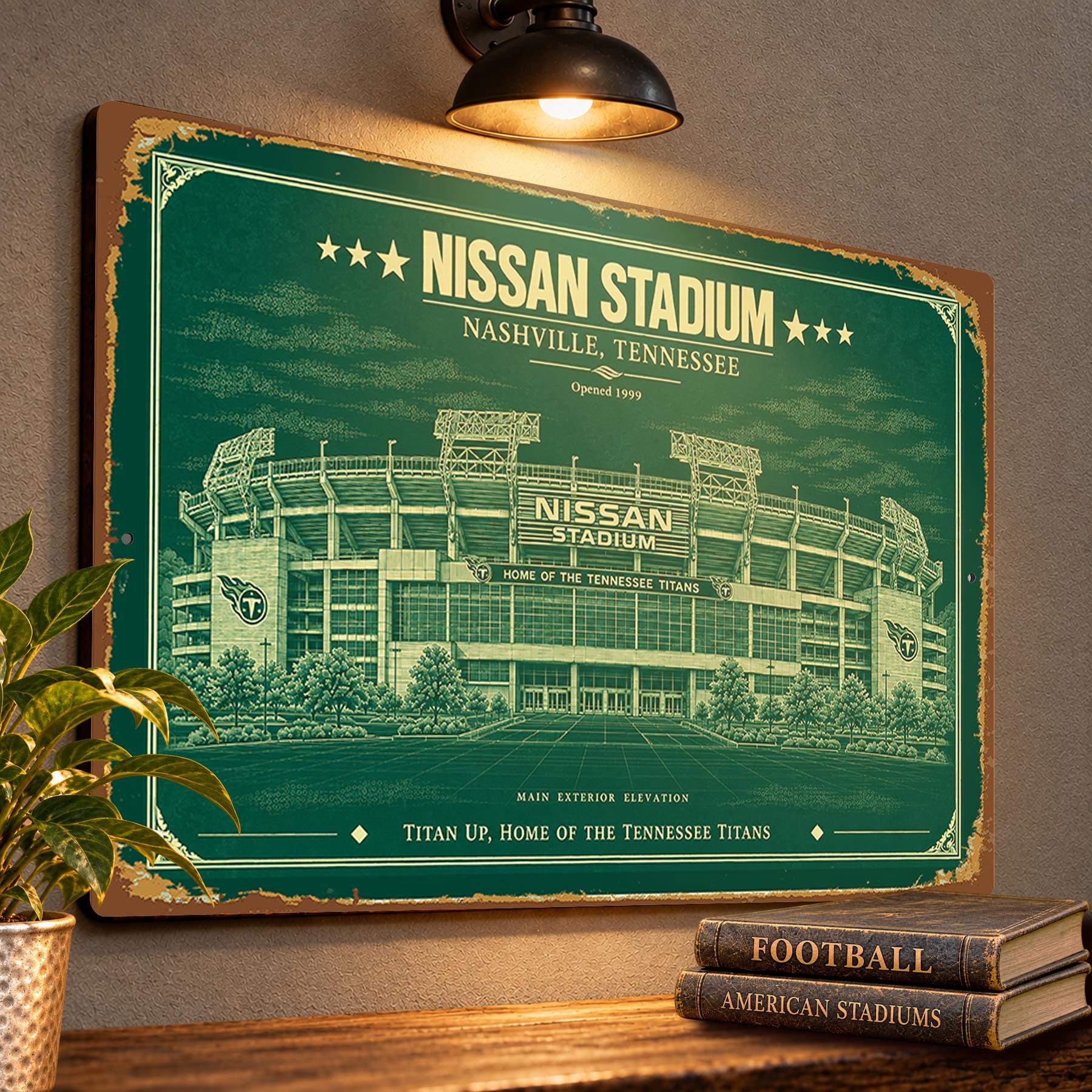 Nissan Stadium Blueprint Wall Plaque, Tennessee Titans Fan Gift, Vintage Nashville Football Art