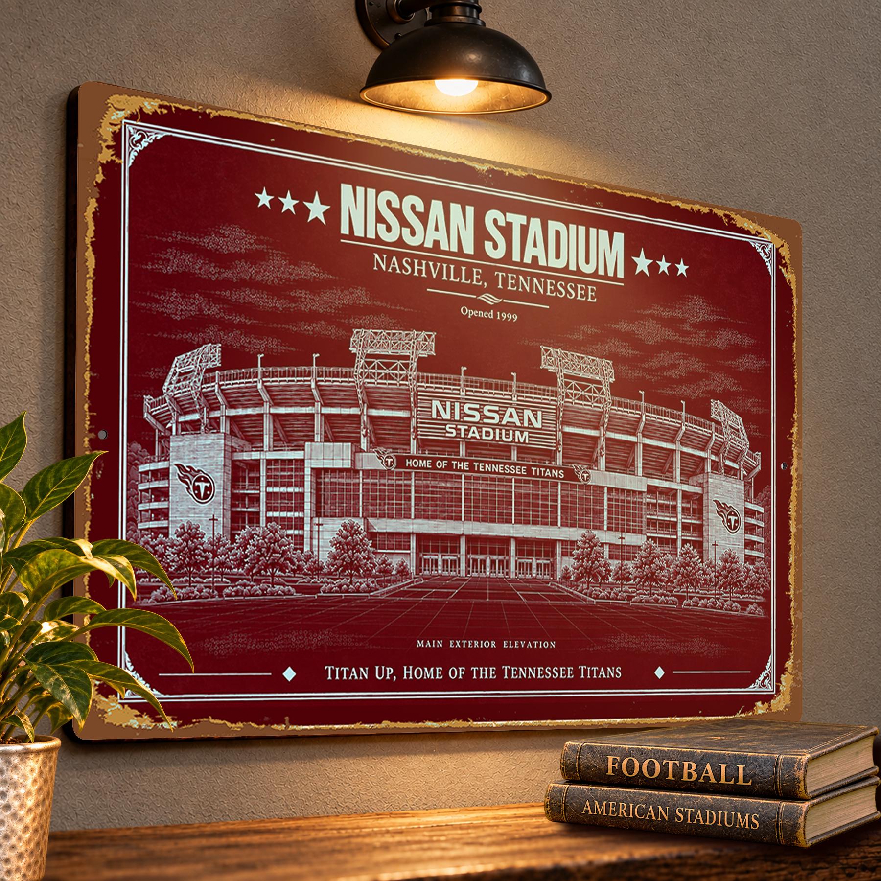 Nissan Stadium Blueprint Wall Plaque, Tennessee Titans Fan Gift, Vintage Nashville Football Art