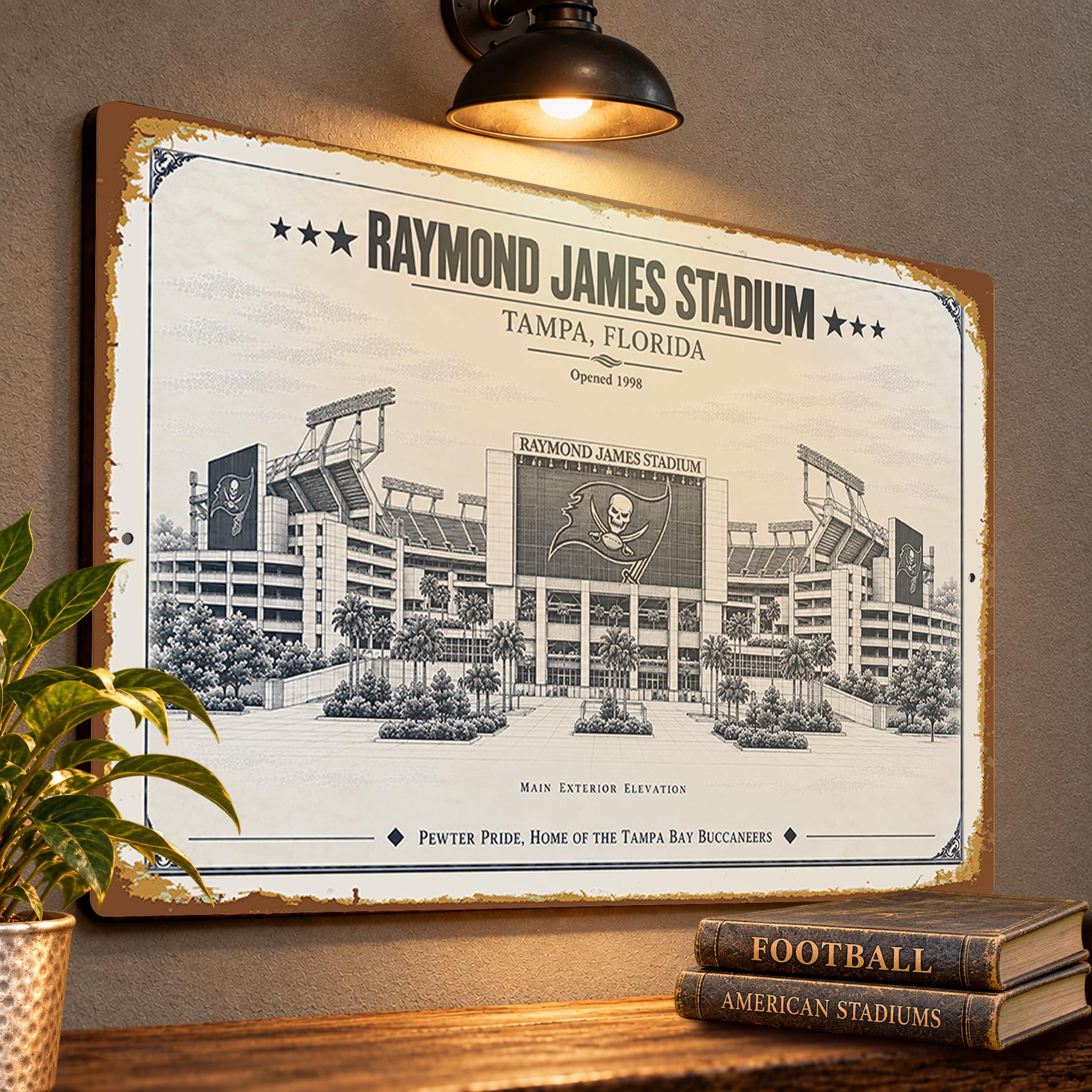 Raymond James Stadium Blueprint Wall Plaque, Tampa Bay Buccaneers Fan Gift, Vintage Football Art