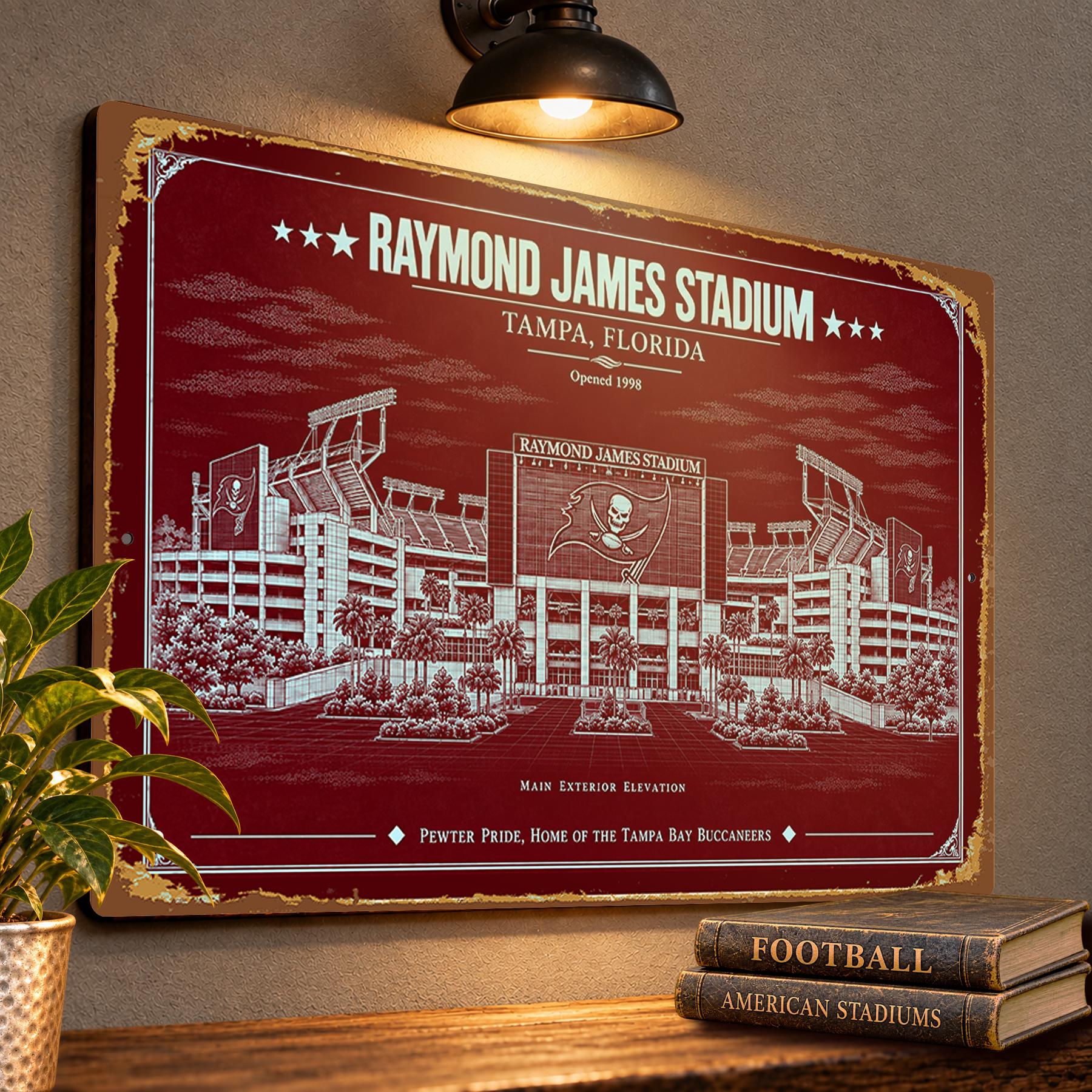 Raymond James Stadium Blueprint Wall Plaque, Tampa Bay Buccaneers Fan Gift, Vintage Football Art