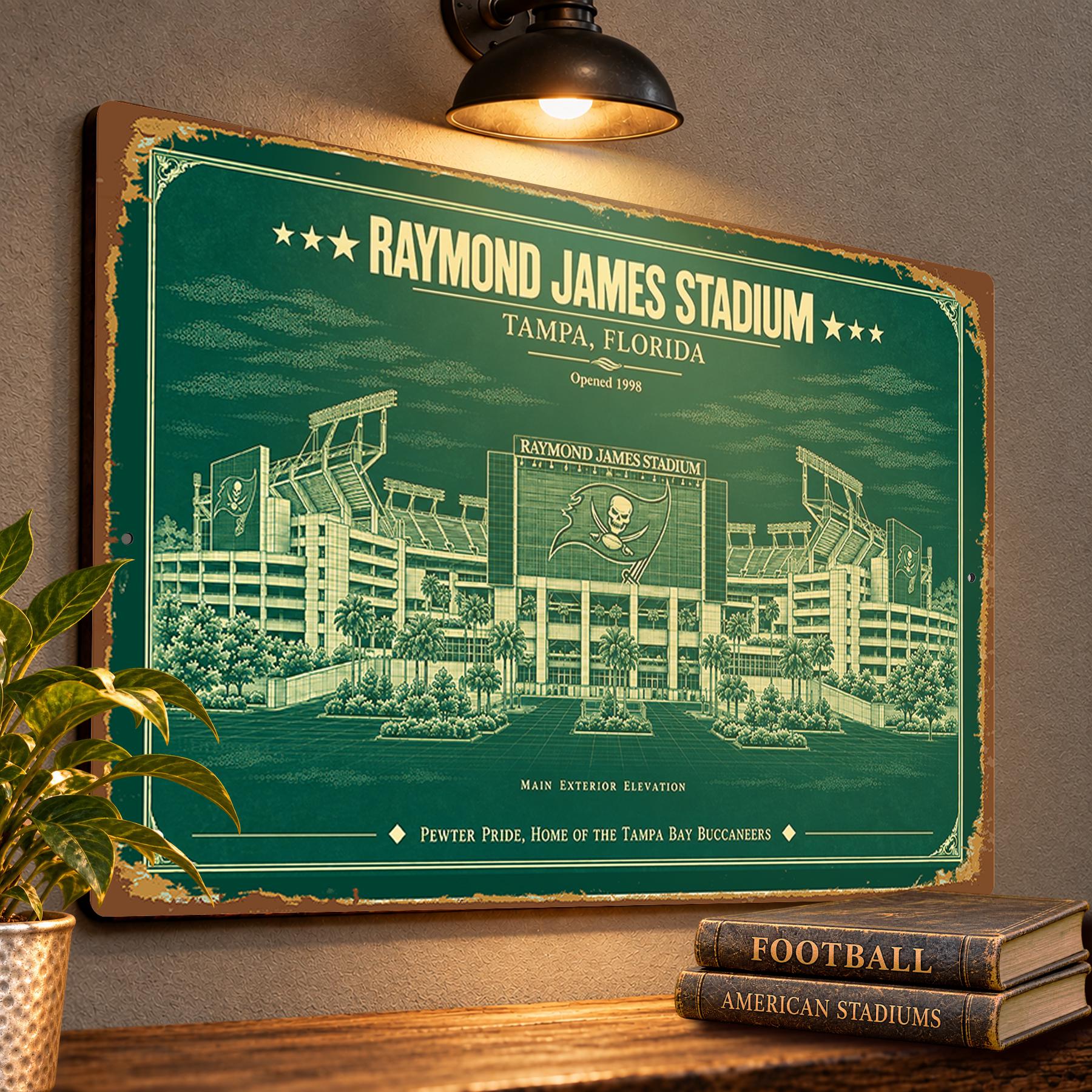 Raymond James Stadium Blueprint Wall Plaque, Tampa Bay Buccaneers Fan Gift, Vintage Football Art