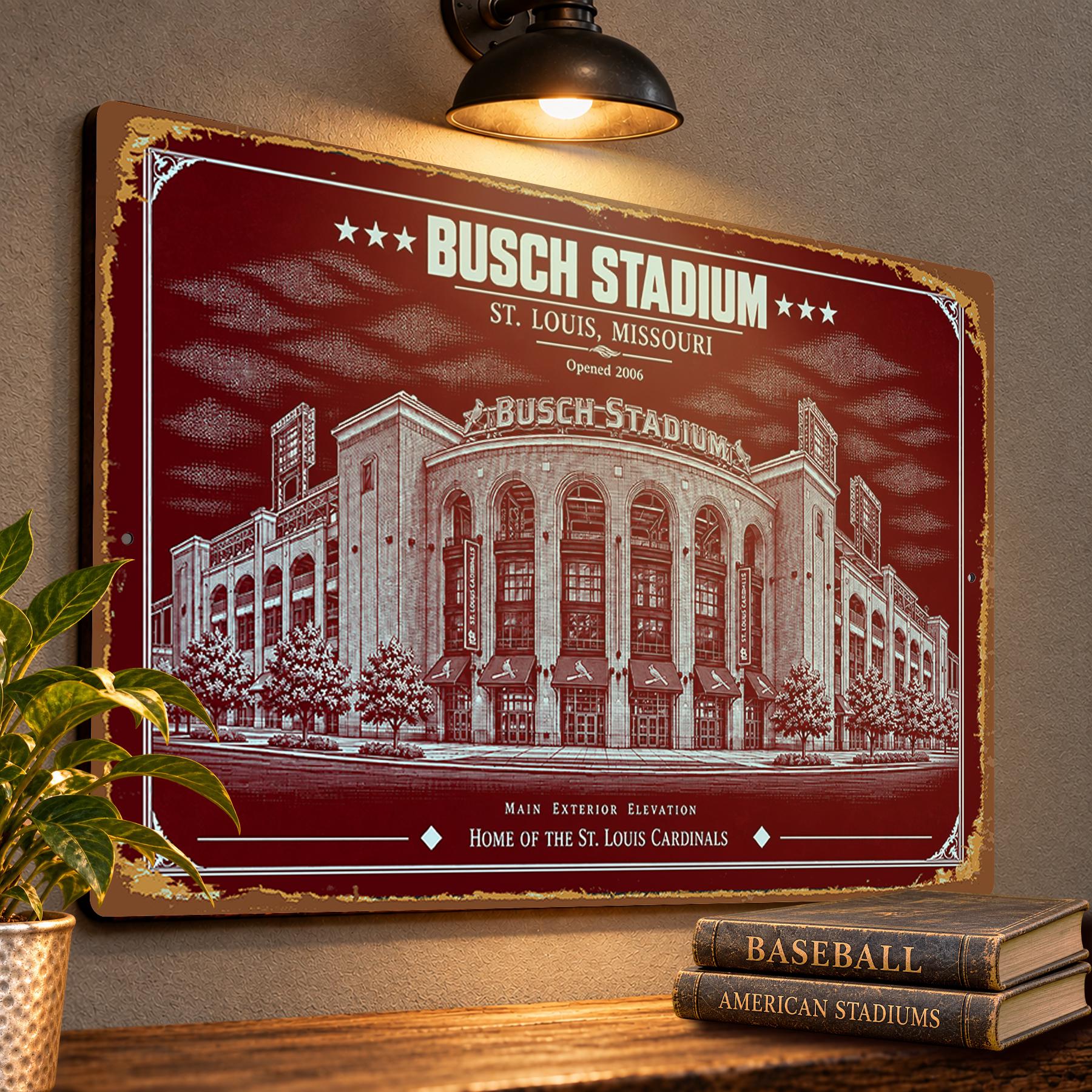 Busch Stadium Blueprint Wall Plaque, Baseball Fan Gift for St. Louis Cardinals Supporters