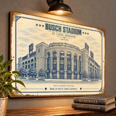 Busch Stadium Blueprint Wall Plaque, Baseball Fan Gift for St. Louis Cardinals Supporters