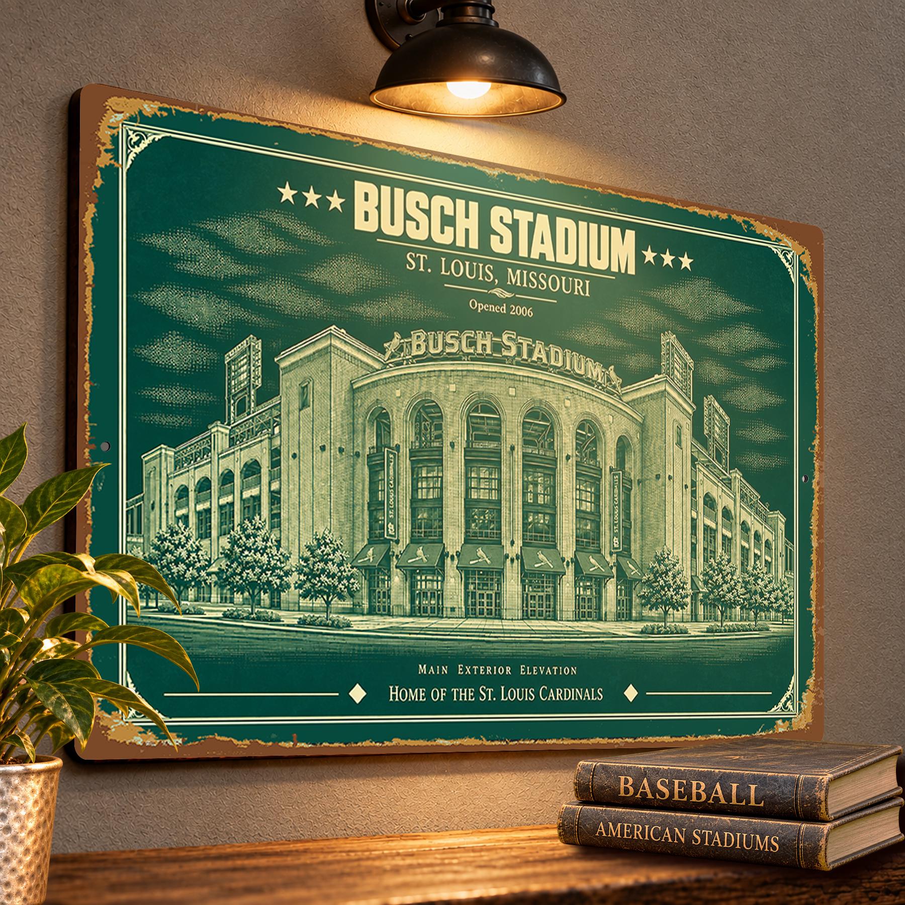 Busch Stadium Blueprint Wall Plaque, Baseball Fan Gift for St. Louis Cardinals Supporters