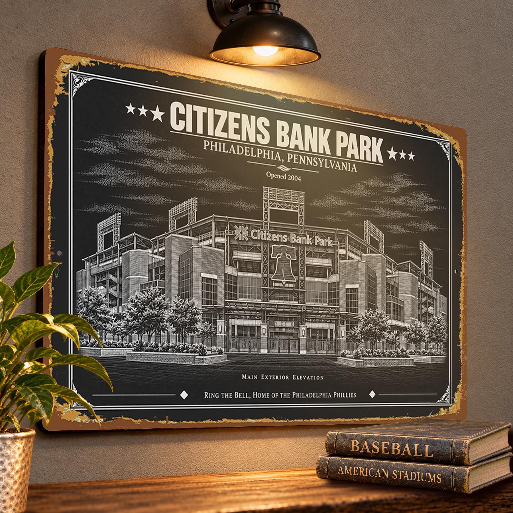 Citizens Bank Park Blueprint Wall Plaque, Philadelphia Phillies Baseball Fan Gift, Vintage Stadium Art