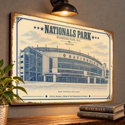 Nationals Park Blueprint Wall Plaque, Washington Nationals Baseball Fan Gift, Vintage Ballpark Art