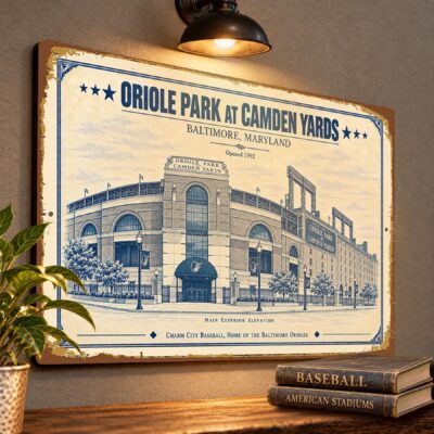 Oriole Park at Camden Yards Blueprint Plaque, Baltimore Orioles Baseball Fan Gift, Vintage Art